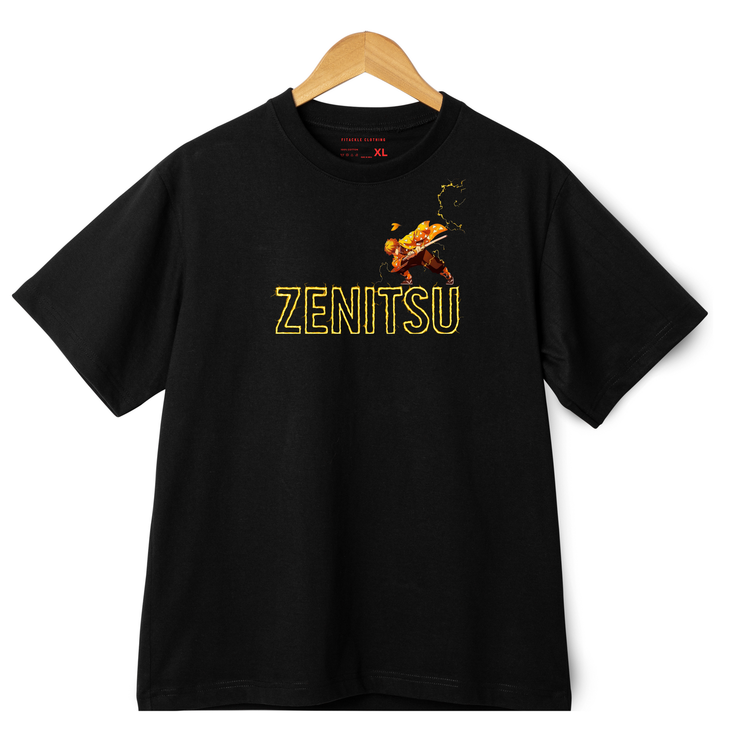 Zenitsu Thunderstrike Oversized Black T-Shirt – Anime Edition
