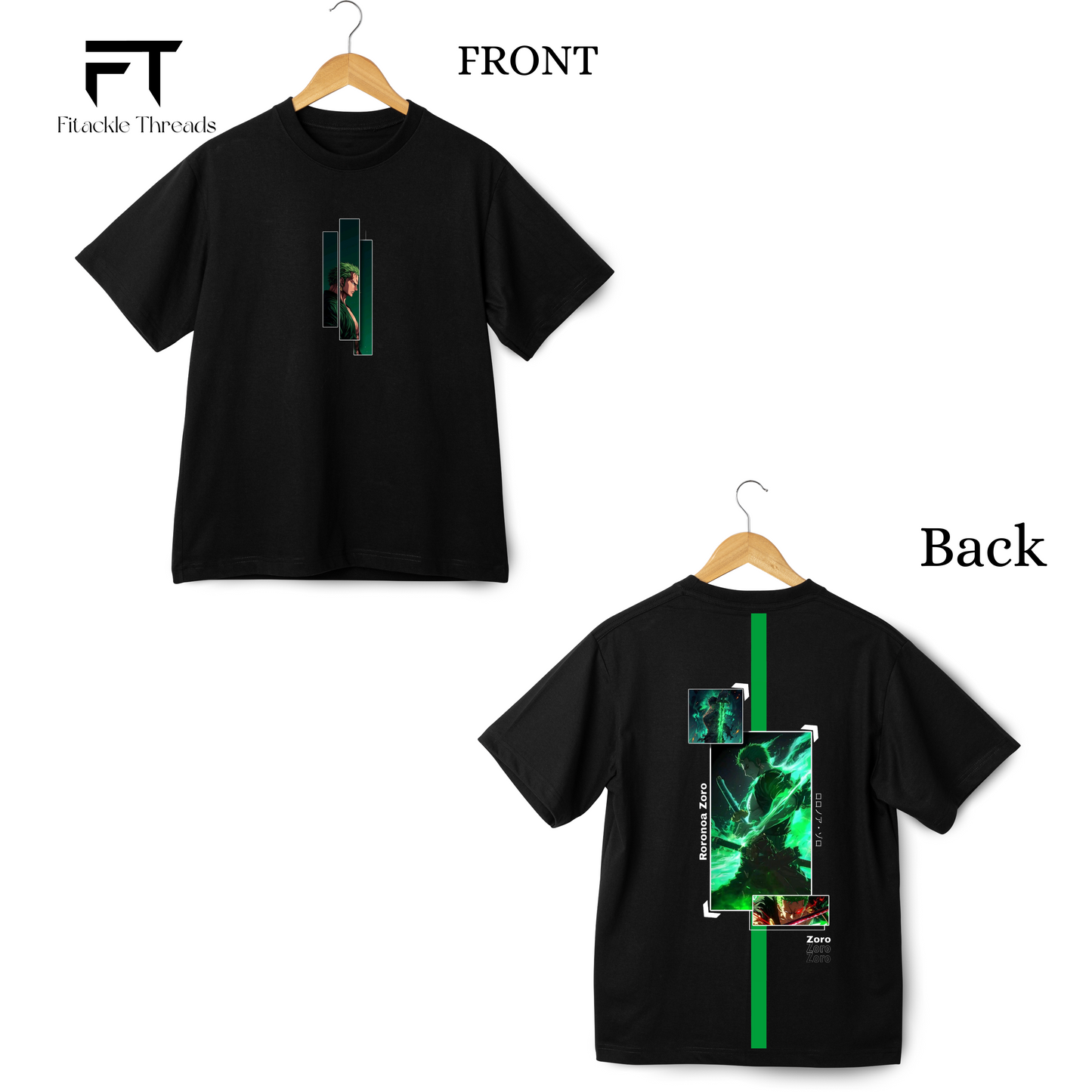 Roronoa Zoro Oversized Black T-Shirt – One Piece Edition